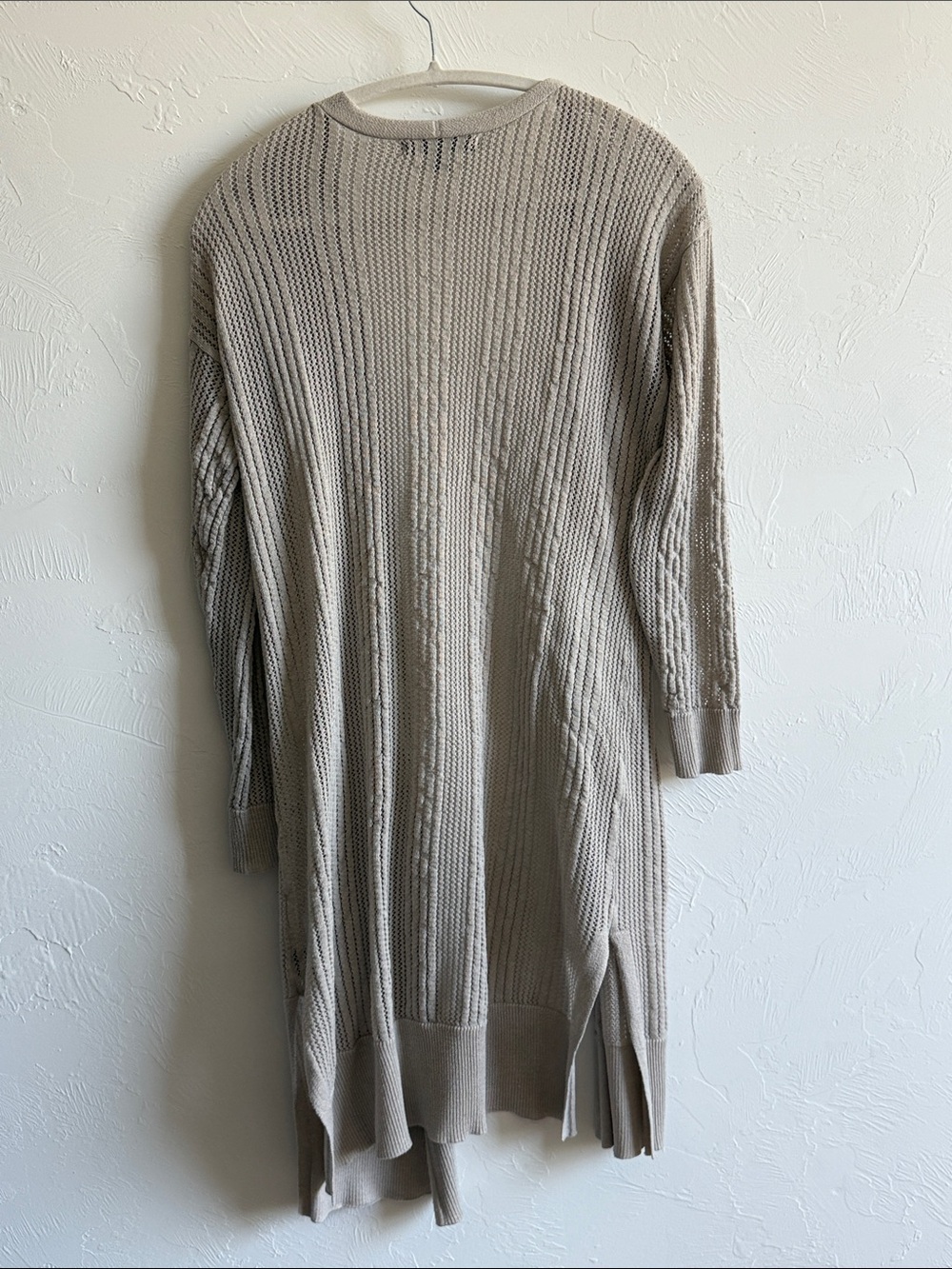 united states sweaters Long Open-Front Cardigan - Cream/Taupe - Picture 6 of 6